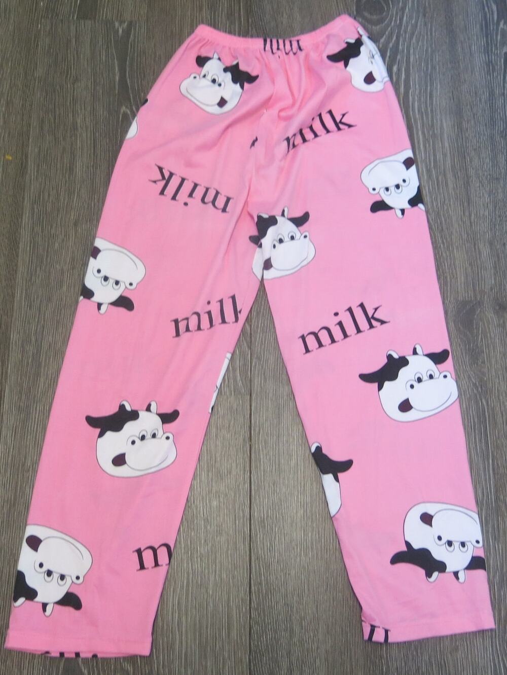 Cow Milk Pajama Pants Loungewear Size M Girls Cute Relaxing Pink Lightweight Pj